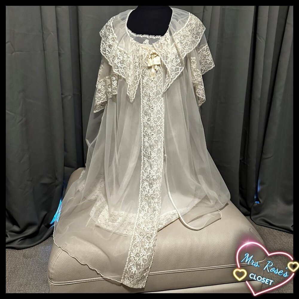 Vintage Virginia Wallace Peignoir Nightgown With Robe Petite Small